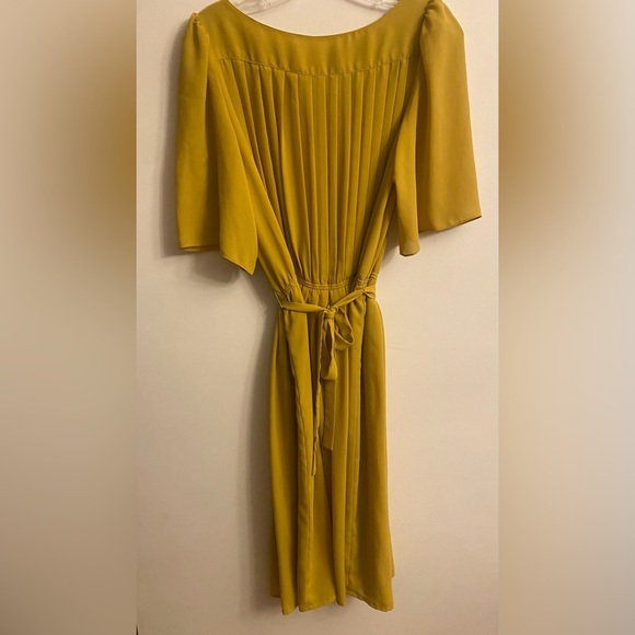 Vintage 80’s Size 12 MIDI Dress Mustard PARIS - Picture 2 of 7